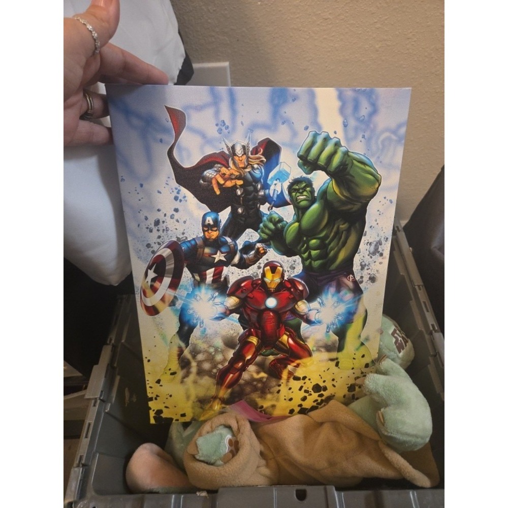 Marvel Avengers Hulk Iron Man Captain America Thor Small Stretched Canvas Print